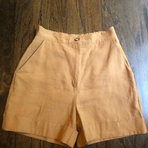 Pleaded Khaki Shorts